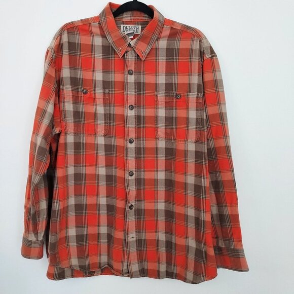 Duluth Trading Button Down Long Sleeve Flannel Plaid Shirt - Picture 1 of 12